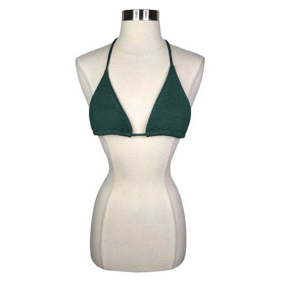 Savannah Morrow The Label Emerald Green Knit Triangle Top - Size Medium - Picture 2 of 7